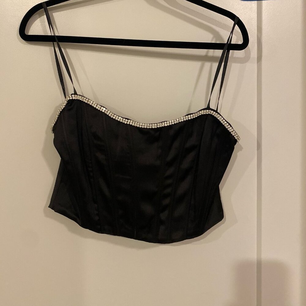 Sequined Corset Strapless Top